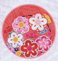 名前旗　名物裂 (特中)　花輪　刺繍柄ピンク　金糸刺繍