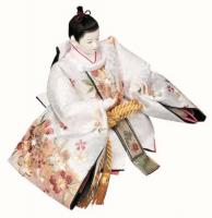 「こずえ」　背景の刺繍がとても美しいお雛さま 　大三五親王平飾り