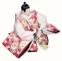 「かな」　淡いピンクを基調とした刺繍たっぷりのおひな様です。 　小三五親王収納飾り