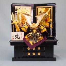5号本革金箔小桜立体大鍬形兜(コンパクト収納飾り)