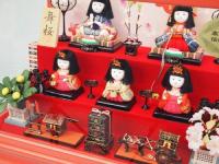 「友禅舞桜五人」　 木目込み人形オルゴール付きケース飾り